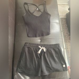 Vuori Halo Performance Shorts And rib crop tank set